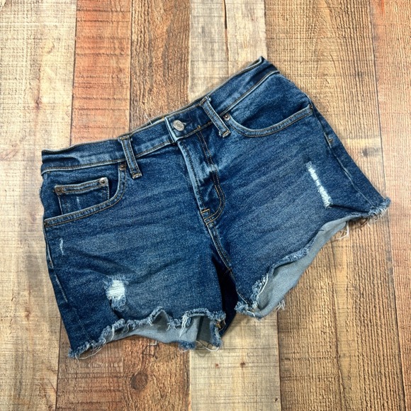 GAP Pants - Gap Size 26 Blue Cotton Distressed Denim Cut Off Shorts Mid Rise Summer